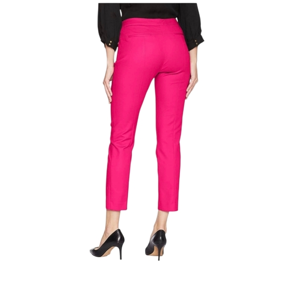 Adrianna Papell Pants Woman 10 Hot Pink Midrise Cropped Straight Stretchy Preppy - Picture 2 of 11